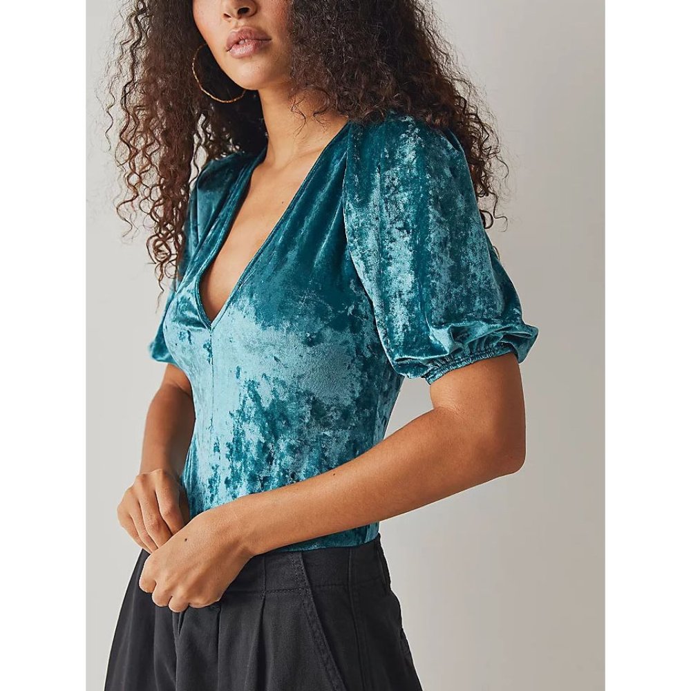 FREE PEOPLE Don't You Wish Bodysuit / Deep Teal velvety soft